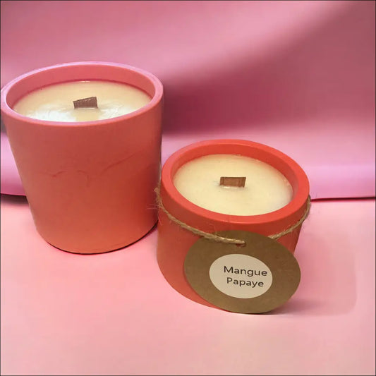 Bougie parfumée Mangue Papaye pot en Jesmonite